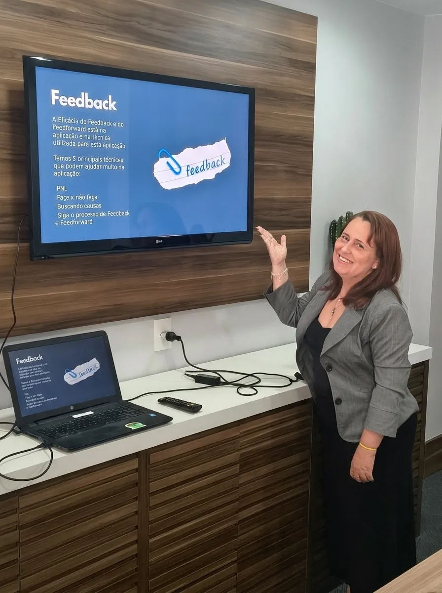 Mentora apresentando técnicas de feedback